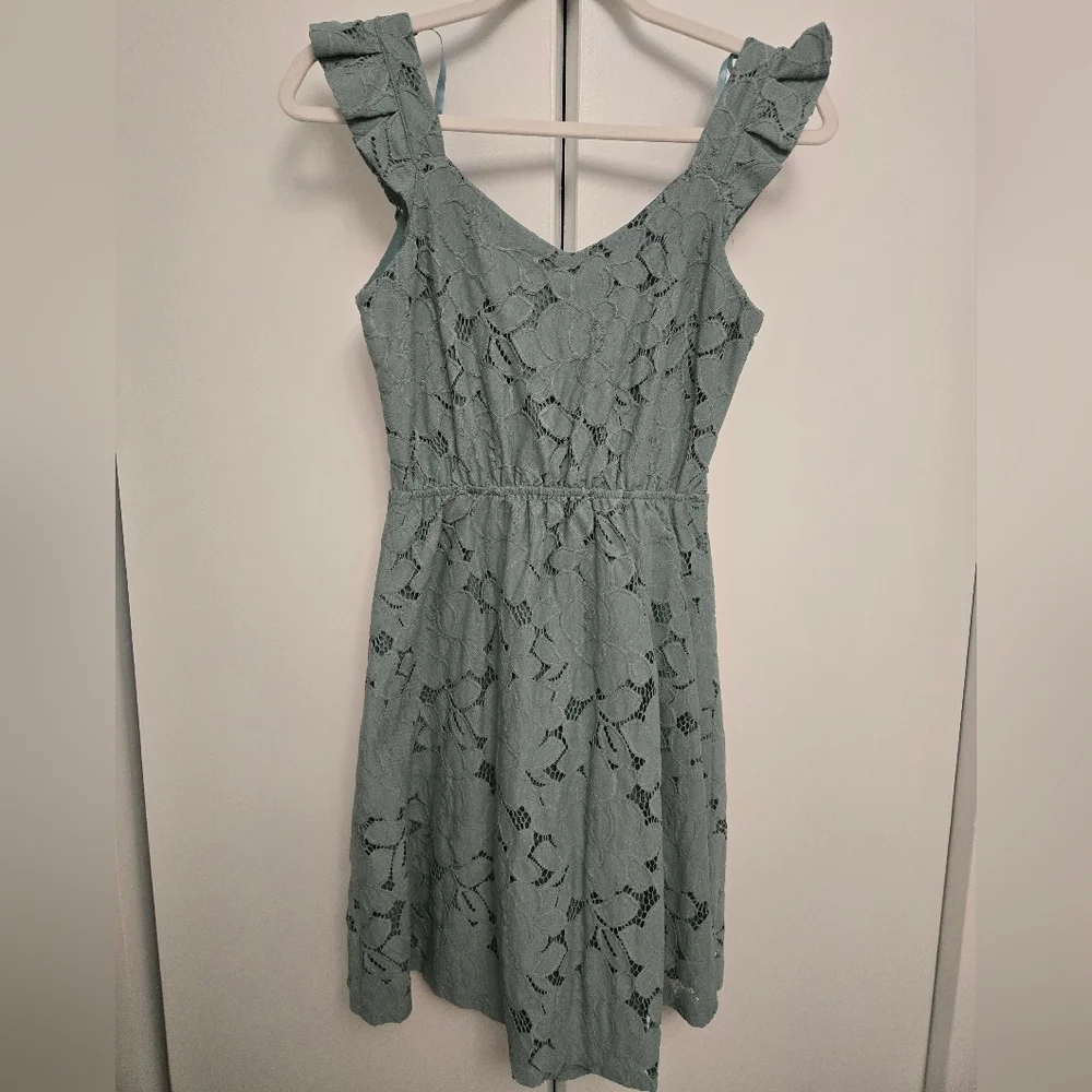 Teal lace patterned dress - Picture 3 of 5